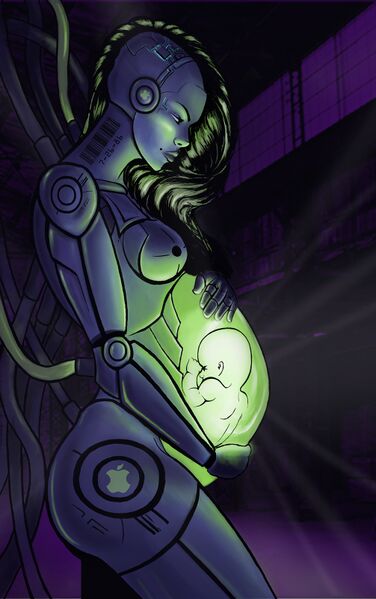 File:1005x1600 7151 Cyborg mother 2d illustration cyborg mother sci fi cyberpunk picture image digital art.jpg